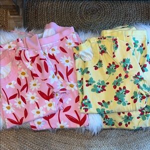 Hanna Andersson Women’s Pajama Set Organic Cotton Pj’s Floral Strawberry SM & MD